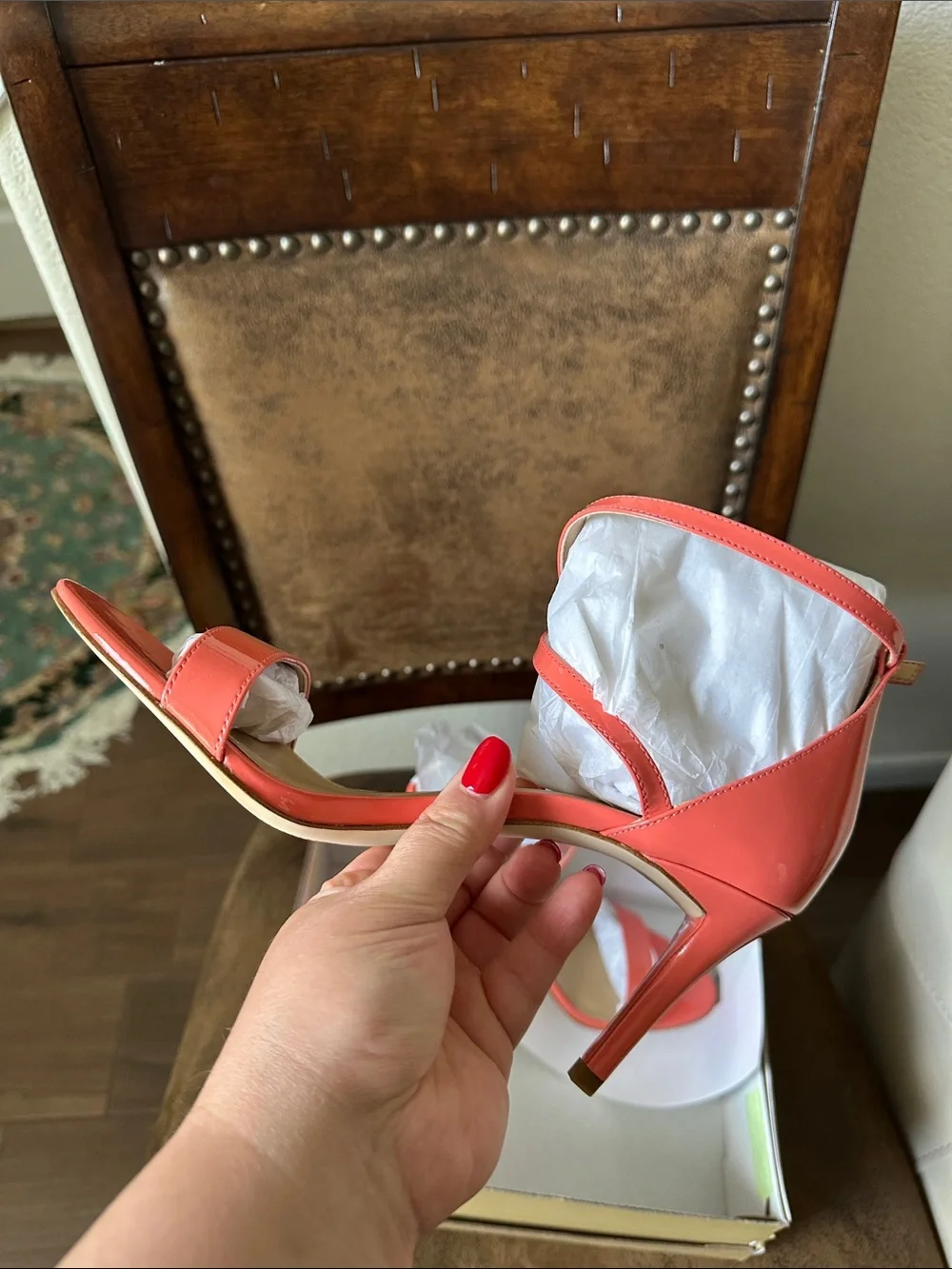 Michael Kors Coral Patent Strappy Heels